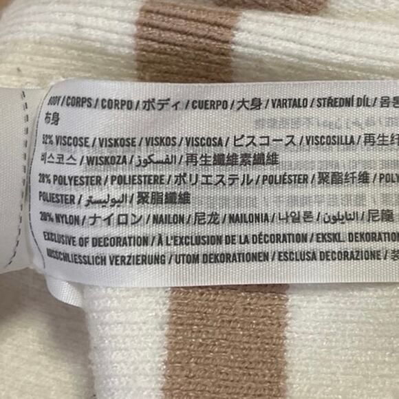 Abercrombie & Fitch White Brown Striped Long Sleeve Oversized Sweater Top XL - Picture 4 of 4